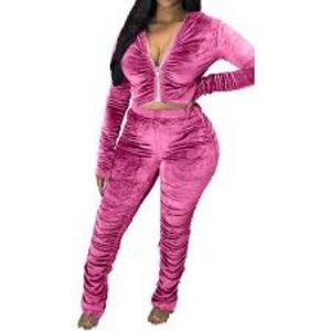 Pink Velvet 2 piece Women's Jumpsuit/tracksuit